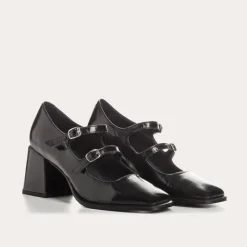 Reqins BABIES A TALONS BONIE CUIR METALLISE NOIR Discount