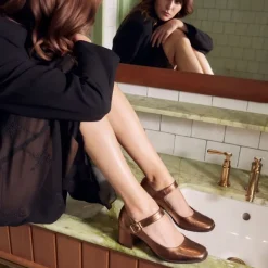 Reqins BABIES A TALONS GINGER CUIR METALLISE METALLIQUE Fashion