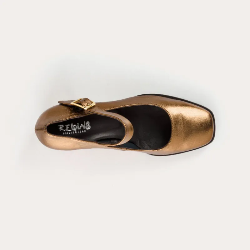 Reqins BABIES A TALONS GINGER CUIR METALLISE METALLIQUE Fashion