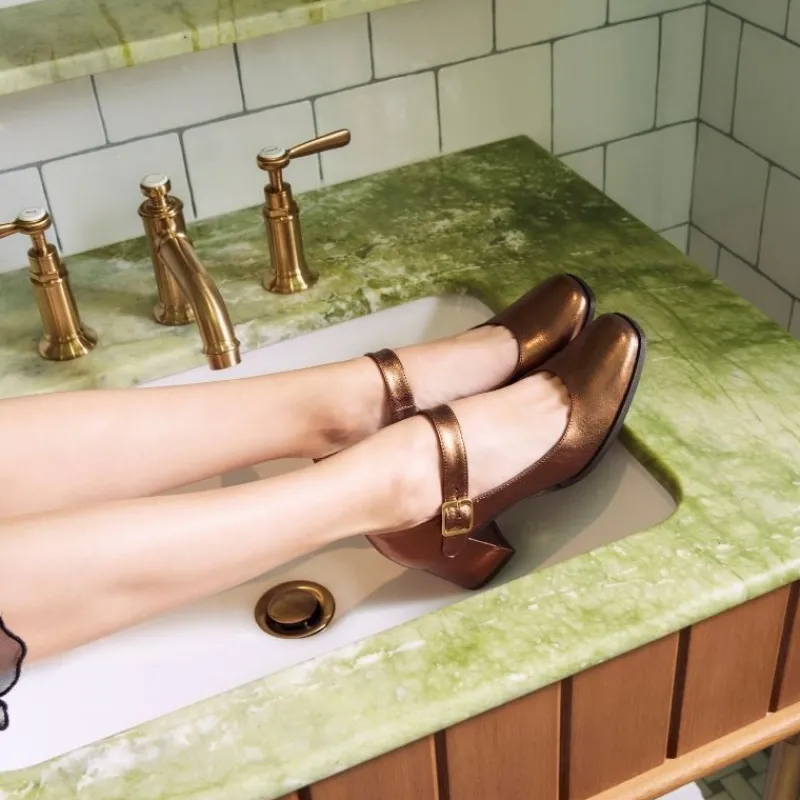 Reqins BABIES A TALONS GINGER CUIR METALLISE METALLIQUE Fashion