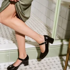 Reqins BABIES A TALONS GLORIA CUIR VERNIS NOIR Clearance