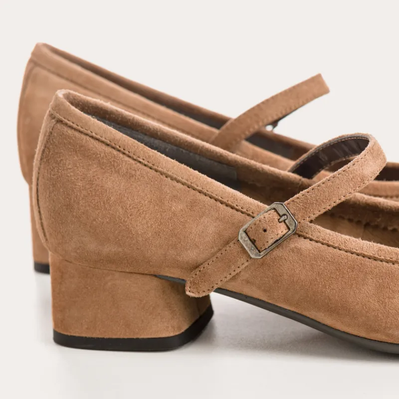 Reqins BABIES A TALONS KELLY CUIR VELOURS CAMEL Best