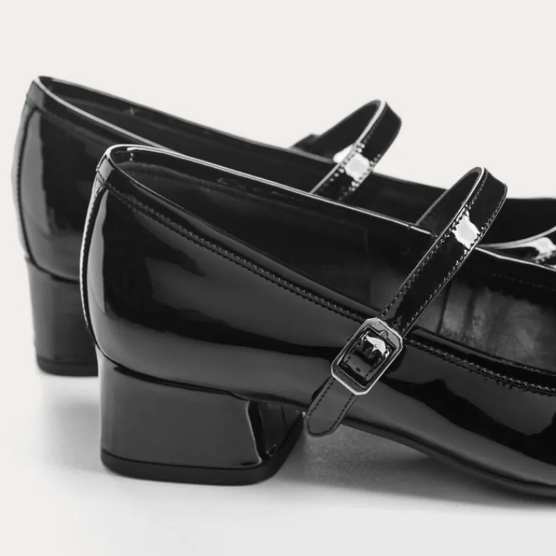 Reqins BABIES A TALONS KELLY CUIR VERNIS NOIR Fashion