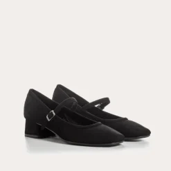 Reqins BABIES A TALONS KELLY CUIR VELOURS NOIR Fashion