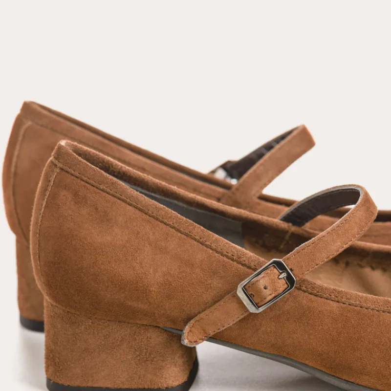 Reqins BABIES A TALONS KELLY CUIR VELOURS MARRON Fashion