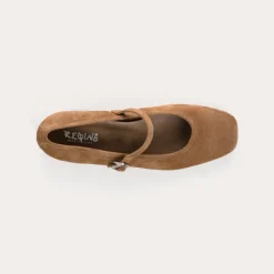 Reqins BABIES A TALONS KELLY STRASS CUIR VELOURS CAMEL Discount