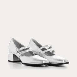 Reqins BABIES A TALONS LADY CUIR METALLISE ARGENT Sale