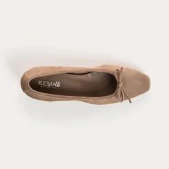 Reqins BALLERINES A TALONS FETICHE CUIR VELOURS BEIGE Fashion