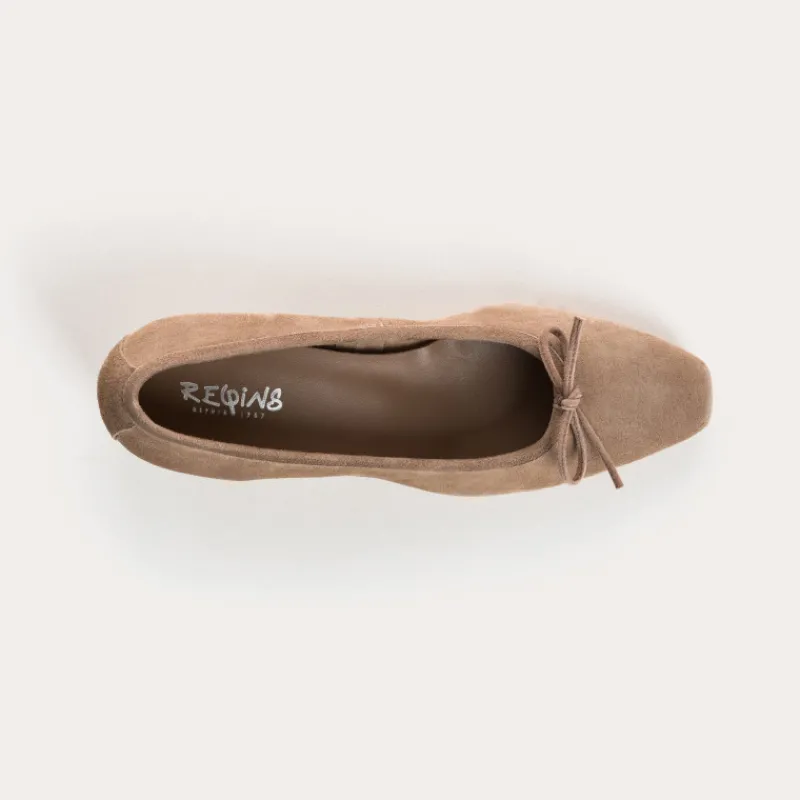 Reqins BALLERINES A TALONS FETICHE CUIR VELOURS BEIGE Fashion