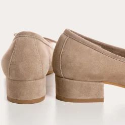 Reqins BALLERINES A TALONS FETICHE CUIR VELOURS BEIGE Fashion