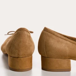 Reqins BALLERINES A TALONS FETICHE CUIR VELOURS HAVANE Discount