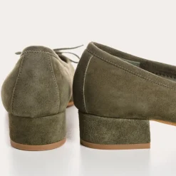 Reqins BALLERINES A TALONS FETICHE CUIR VELOURS VERT Clearance