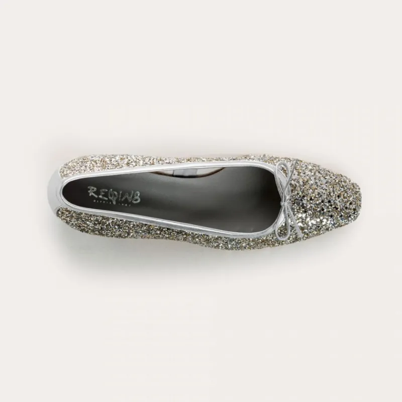 Reqins BALLERINES A TALONS FETICHE GLITTER METALLIQUE New