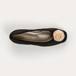 Reqins BALLERINES A TALONS KAMELIA en SOIE NOIR New