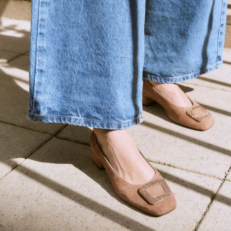 Reqins BALLERINES A TALONS KRISTA CUIR VELOURS CAMEL Clearance