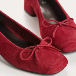 Reqins BALLERINES A TALONS KYRIEL CUIR VELOURS ROUGE Discount