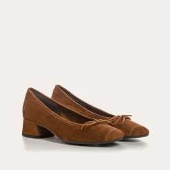 Reqins BALLERINES A TALONS KYRIEL CUIR VELOURS MARRON Outlet