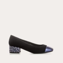 Reqins BALLERINES A TALONS RIVIERA CUIR VELOURS ET GLITTER BLEU Hot
