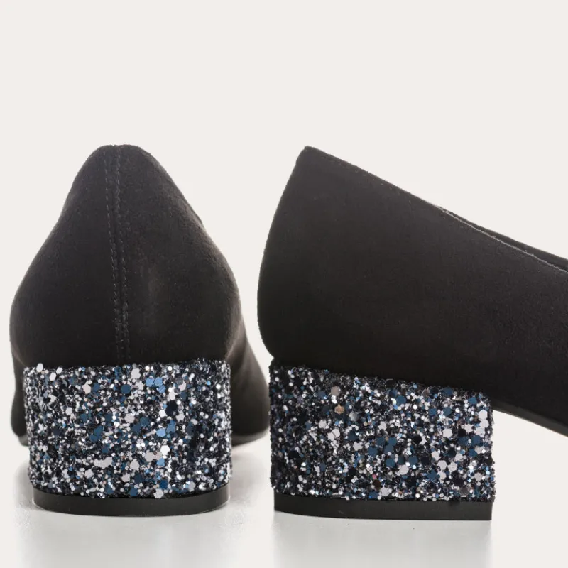 Reqins BALLERINES A TALONS RIVIERA CUIR VELOURS ET GLITTER BLEU Hot
