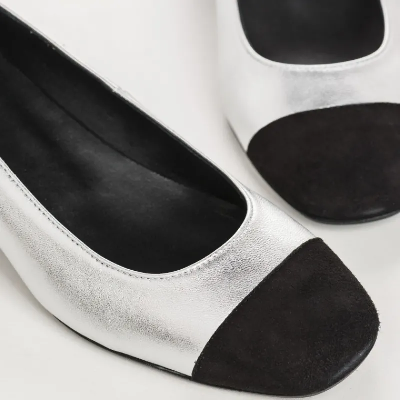 Reqins BALLERINES A TALONS RIVIERA CUIR METALLISE METALLIQUE Discount