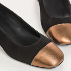 Reqins BALLERINES A TALONS RIVIERA CUIR VELOURS ET METAL NOIR Sale