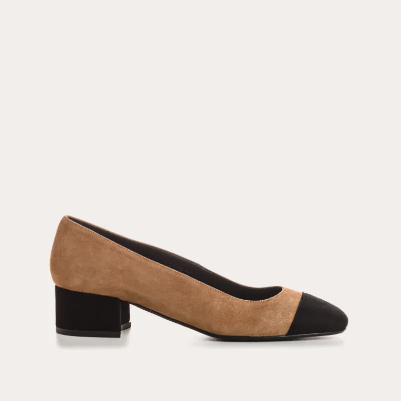 Reqins BALLERINES A TALONS RIVIERA CUIR VELOURS CAMEL Best