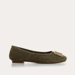 Reqins BALLERINES HAMARANTE CUIR VELOURS VERT Sale