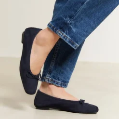 Reqins BALLERINES HARMONY CUIR VELOURS CC BLEU Clearance