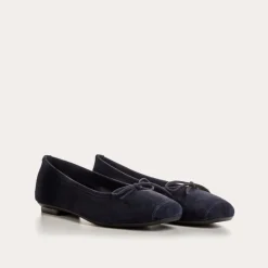 Reqins BALLERINES HARMONY CUIR VELOURS CC BLEU Clearance