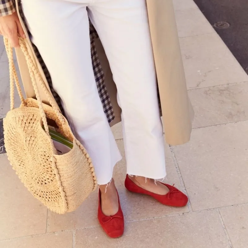 Reqins BALLERINES HARMONY CUIR VELOURS CC ROUGE Online