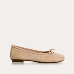 Reqins BALLERINES HARMONY CUIR VELOURS CC ROSE Clearance