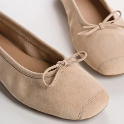 Reqins BALLERINES HARMONY CUIR VELOURS CC ROSE Clearance