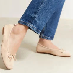 Reqins BALLERINES HARMONY CUIR VELOURS CC ROSE Clearance