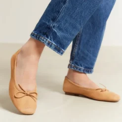 Reqins BALLERINES HARMONY CUIR VELOURS CC CAMEL Clearance