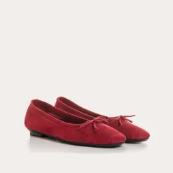Reqins BALLERINES HARMONY CUIR VELOURS ROUGE Outlet