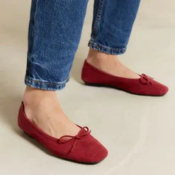 Reqins BALLERINES HARMONY CUIR VELOURS ROUGE Outlet