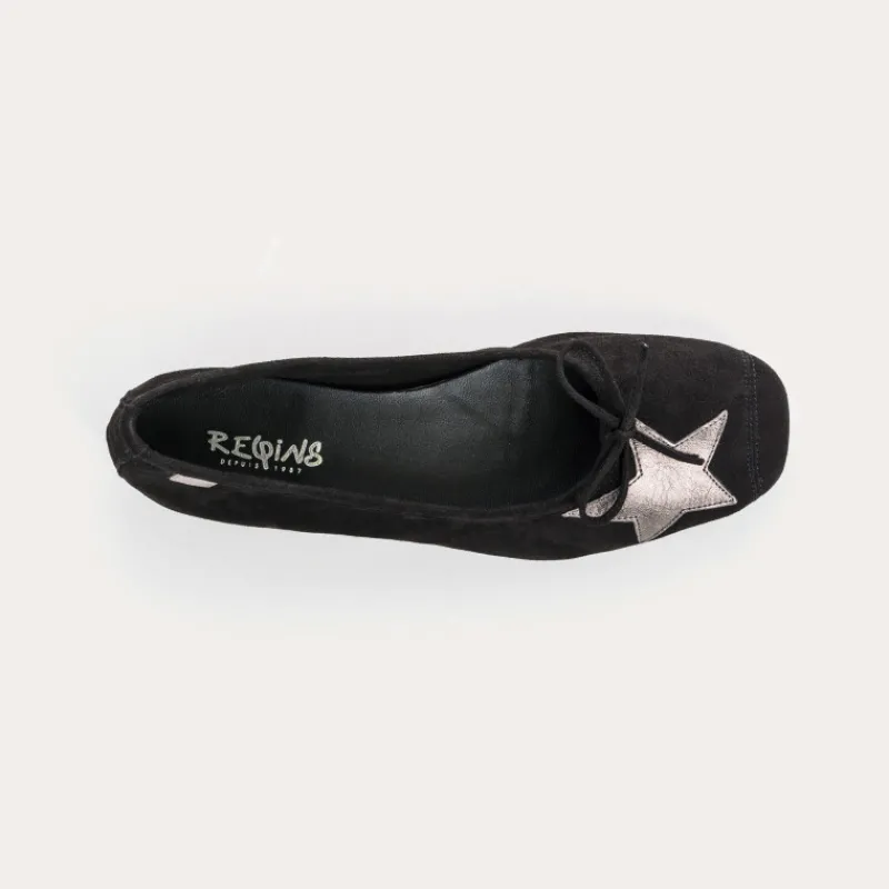 Reqins BALLERINES HELLO CUIR VELOURS/ECLAT NOIR Sale