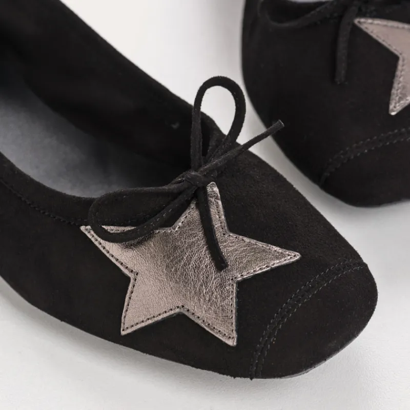 Reqins BALLERINES HELLO CUIR VELOURS/ECLAT NOIR Sale