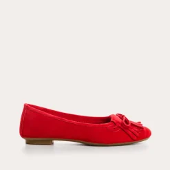Reqins BALLERINES HINDI CUIR VELOURS ROUGE Discount
