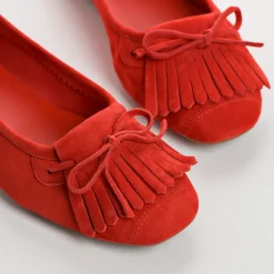 Reqins BALLERINES HINDI CUIR VELOURS ROUGE Discount