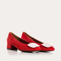 Reqins BALLERINES KEFIR CUIR VELOURS/SILK ROUGE Online
