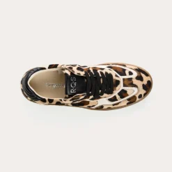 Reqins BASKETS ATHENA CUIR LEOPARD ANIMALIER Sale