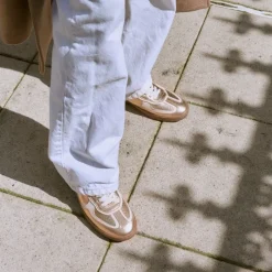 Reqins BASKETS ATHENA CUIR METALLISE METALLIQUE New