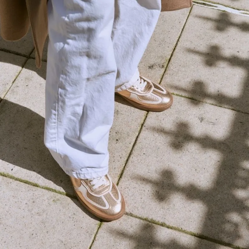 Reqins BASKETS ATHENA CUIR METALLISE METALLIQUE New