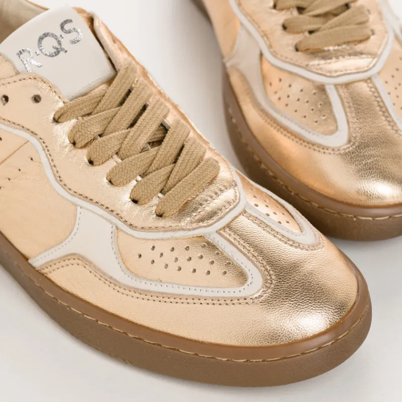 Reqins BASKETS ATHENA CUIR METALLISE METALLIQUE New