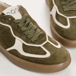 Reqins BASKETS ATHENA CUIR VELOURS VERT Sale