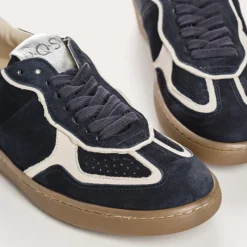 Reqins BASKETS ATHENA CUIR VELOURS BLEU Clearance