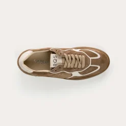 Reqins BASKETS ATHENA CUIR VELOURS TAUPE New