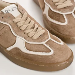 Reqins BASKETS ATHENA CUIR VELOURS TAUPE New