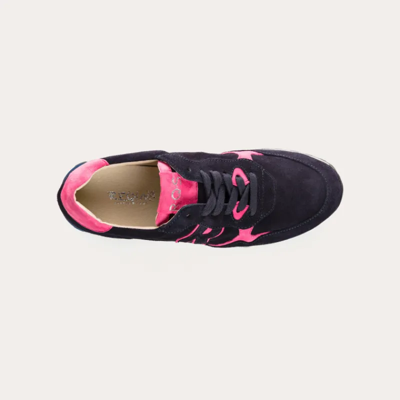 Reqins BASKETS MANIA CUIR VELOURS BLEU Best